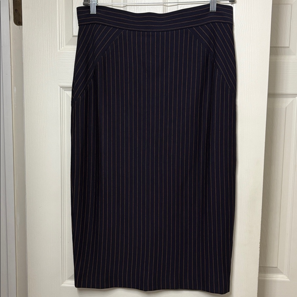 NWOT Tommy Hilfiger Navy/tan pin-striped midi pencil skirt